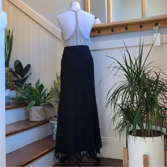NWT Twelfth Street By Cynthia Vincent Lace Maxi Skirt/Dress in Black